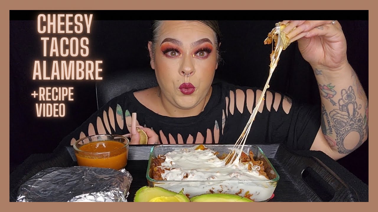Tacos Alambre + recipe video mukbang