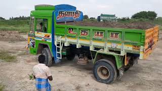 Ashok Leyland tipper lorry driving on up place