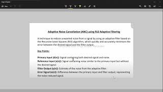 DSP LAB 13 || 21-TE-119 || Adaptive noise cancellation using RLS (Recursive Least Squares)
