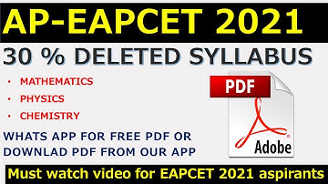 APEAPCET 2021 syllabus MPC|AP EAPCET 2021 OFFICIAL SYLLABUS PDF|AP EAPCET 2021 deleted syllabus|