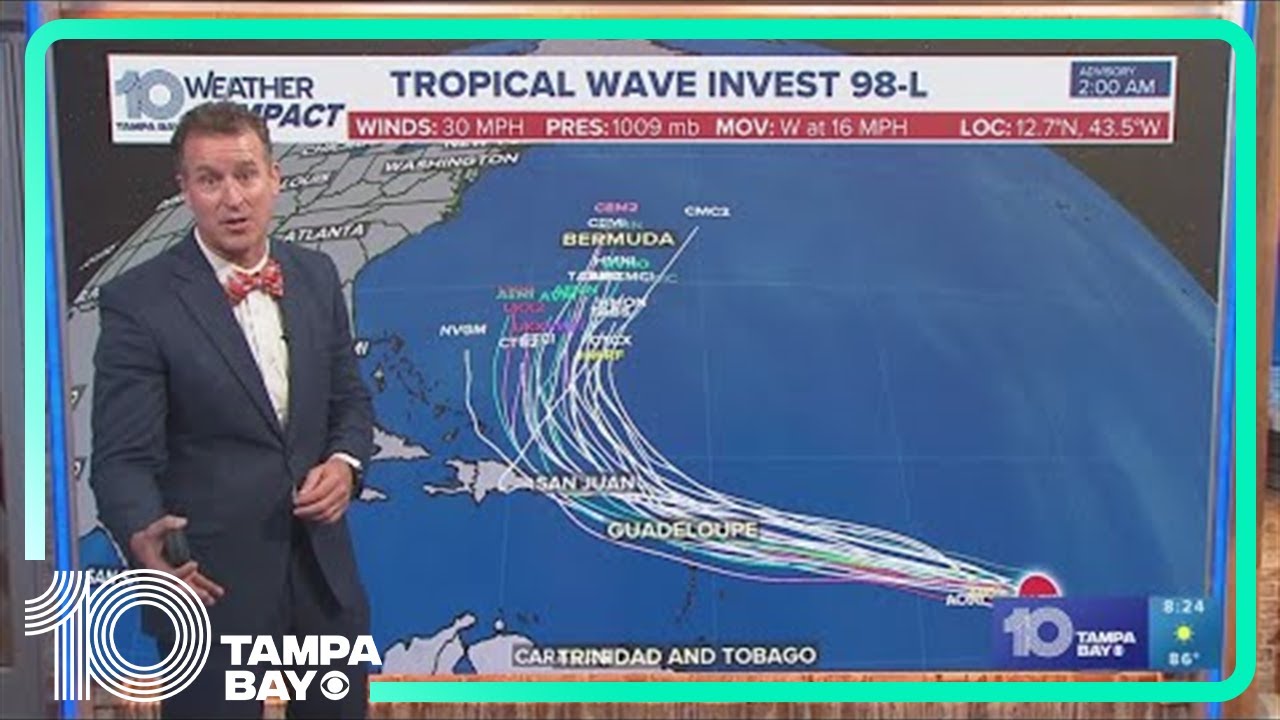 Tropical wave likely to develop and curve north - YouTube
