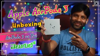 Apple AirPods 3 Unboxing and Review in Telugu | Airpods 3 vs Pro | By Vijay