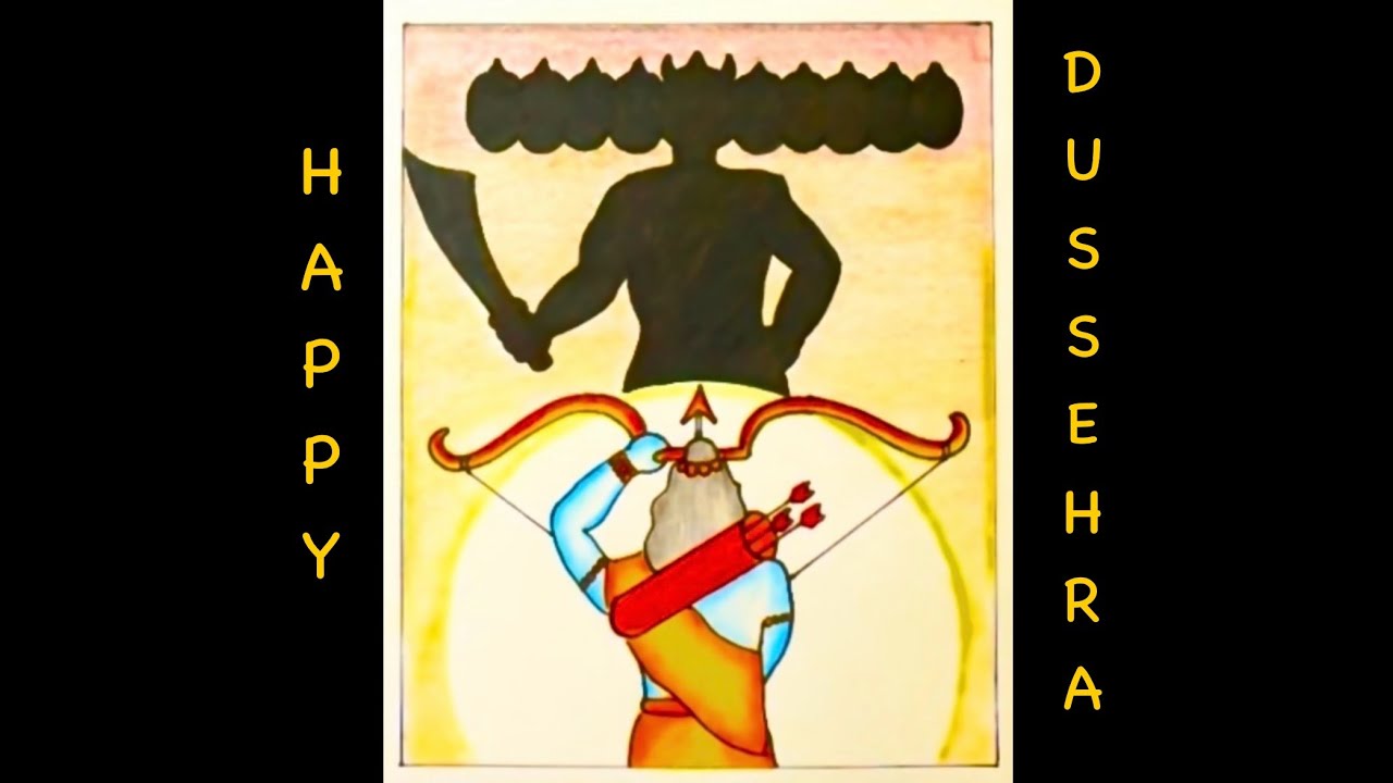 How to draw Ravan step by Step / Easy trick / Dussehra Drawing / Ram ...