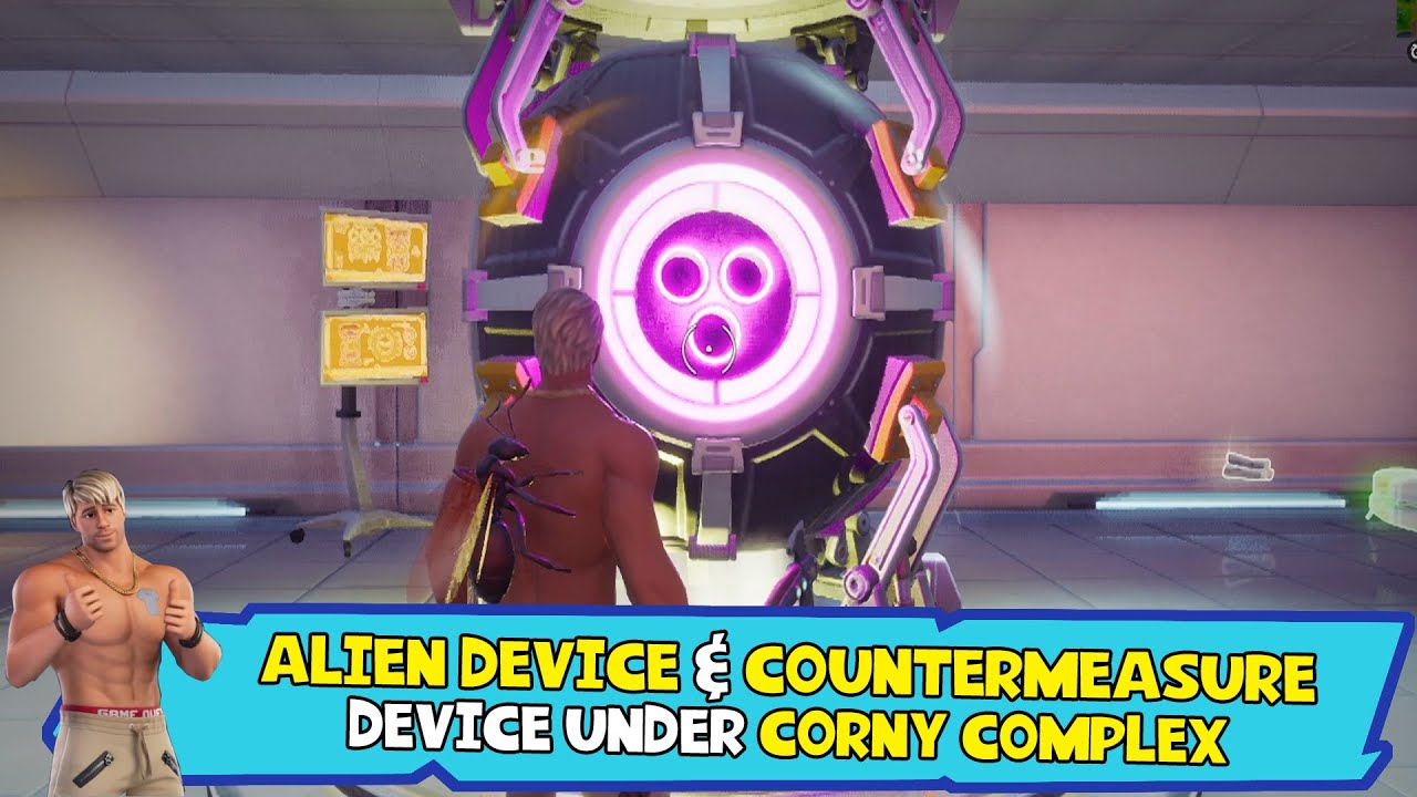 Alien Device and Countermeasure Device under Corny Complex Locations - Legendary Quest - Fortnite