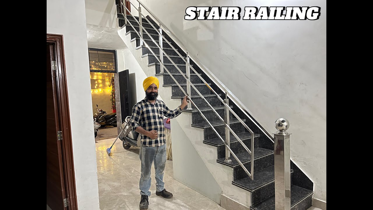Stainless steel stair railing || Installation process || Ranjit welder ...