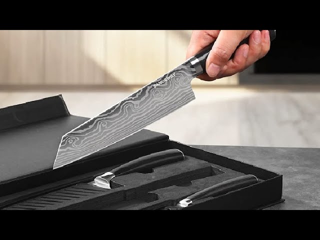 SANDEWILY 3 Piece Japanese Ultra Sharp Kitchen Chef Knife Set Pro