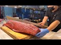 Katana Cuts 300 kg Bluefin Tuna Fish  - Taiwan street food   武士刀切割300公斤黑鮪魚