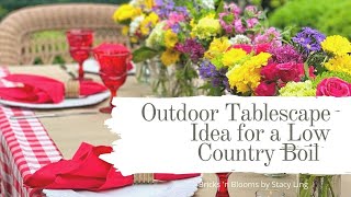 Outdoor Tablescape for a Low Country Boil \/\/ Dinner Party Ideas \/\/ Bricks 'n Blooms