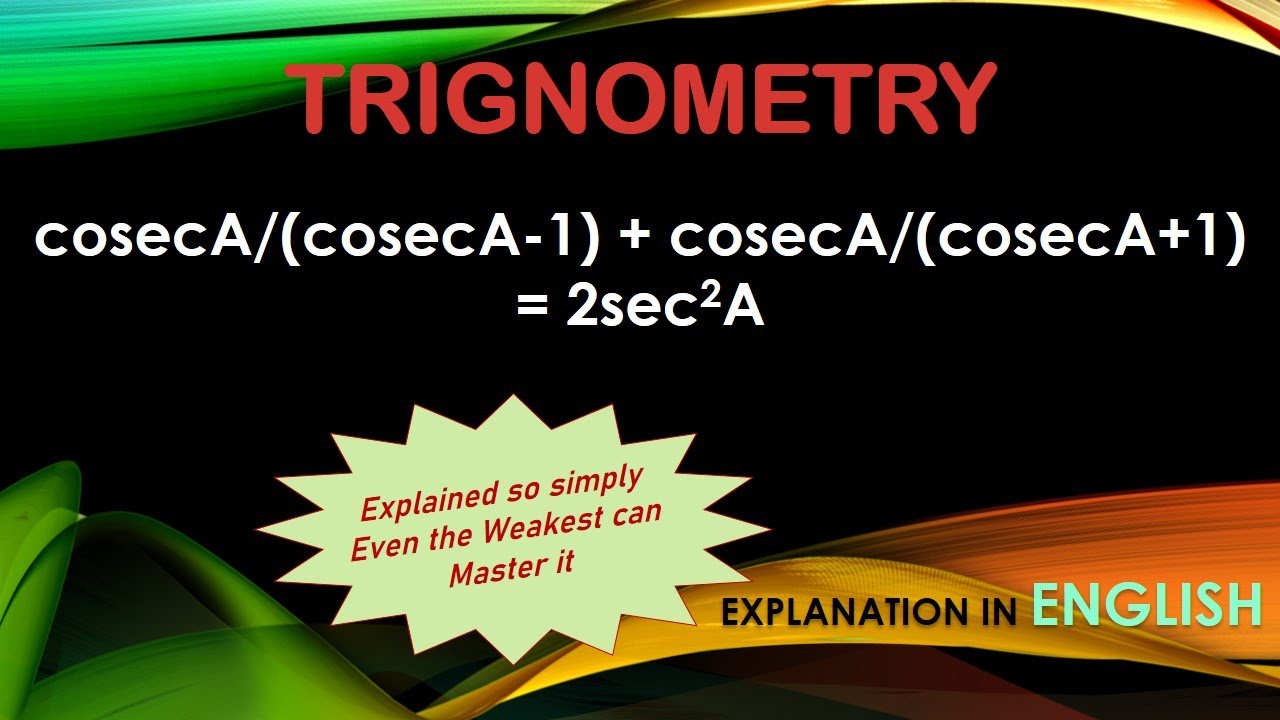 cosecA/(cosecA-1) + cosecA/(cosecA+1) = 2sec^2A - YouTube