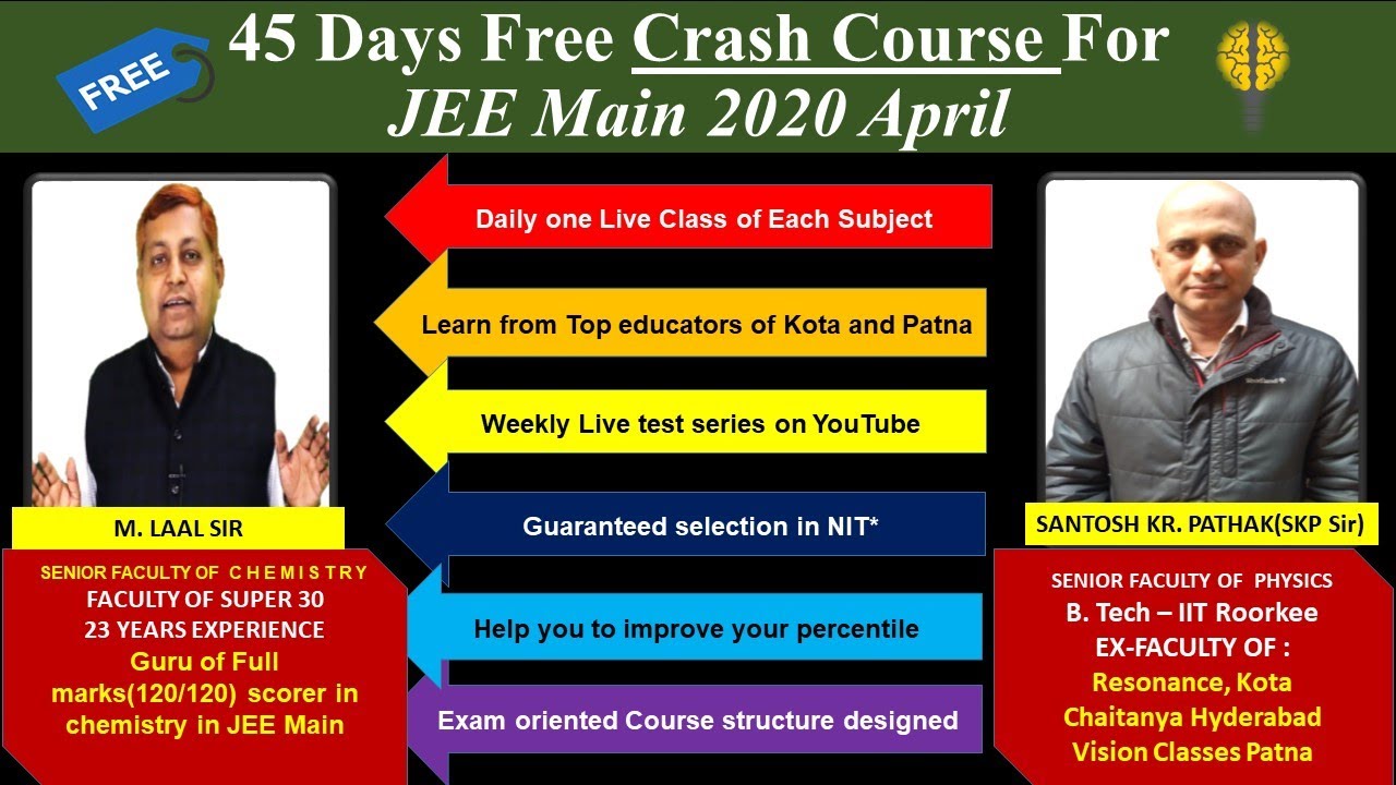 Free Crash Course For JEE MAIN 2020 April Exam | Big Chance to improve your percentile | JEE 2020