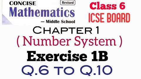 Exercise 1B Class 6 Maths ICSE Board Selina Publisher