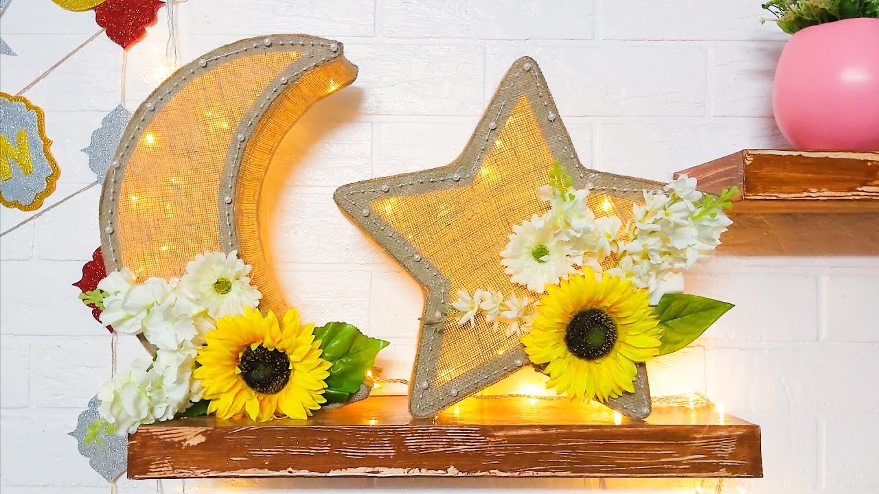 هلال ونجمة رمضان مضيئه من الكرتون افكار رمضانيه متنوعه 🌙🌙