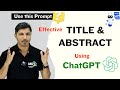 Excellent title abstract and keywords by using chatgpt ii research paper ii my research support