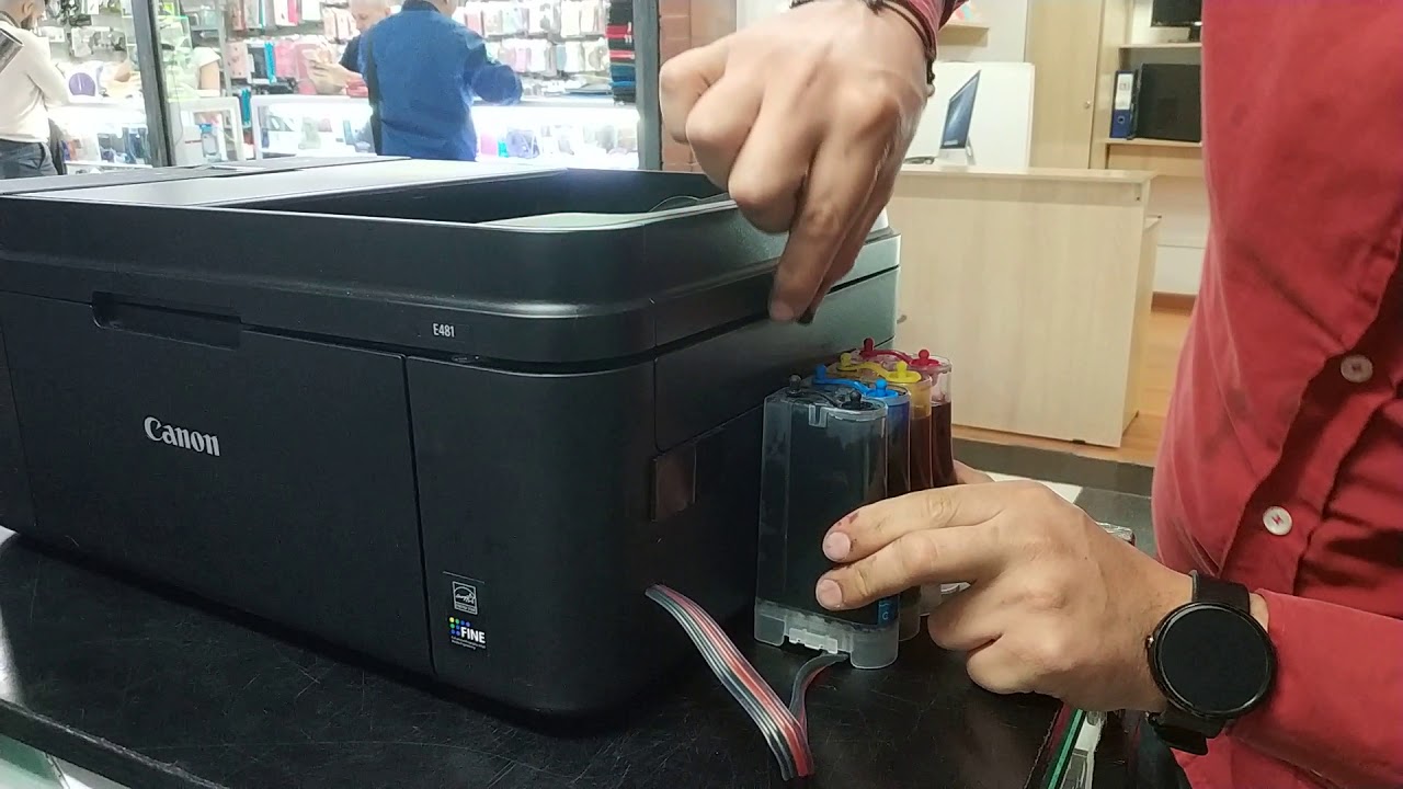 Como Empezar a Usar Impresora Canon E481 con sistema de recarga adaptado -  YouTube