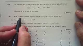AQA Decision 1 June 2016 question 2 sorting