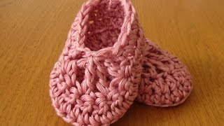 EASY crochet baby ballet slippers  dainty crochet baby booties / shoes