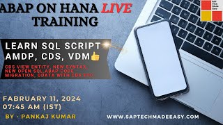 Abap On Hana Demo Training Starts From 11Th Feb At 0745Am Registration Link In Description Box