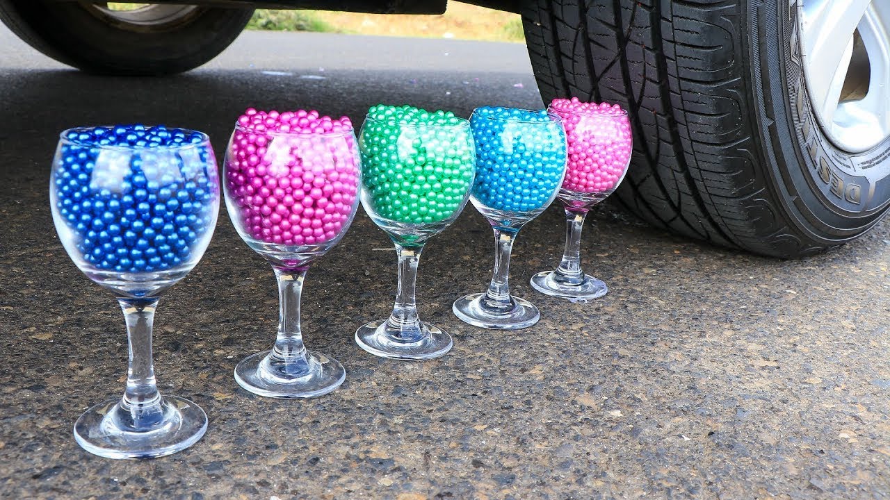 Beautiful Glass Filled With Bubbles Crushing With Car🚗 