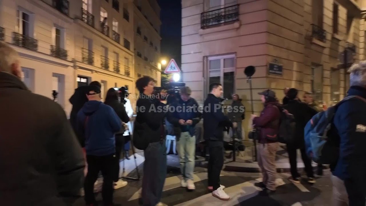 Supporters gather at former president Nicolas Sarkozy's home before he heads to prison