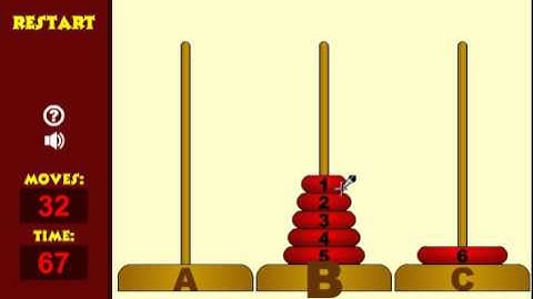 Tower of Hanoi 6 disks