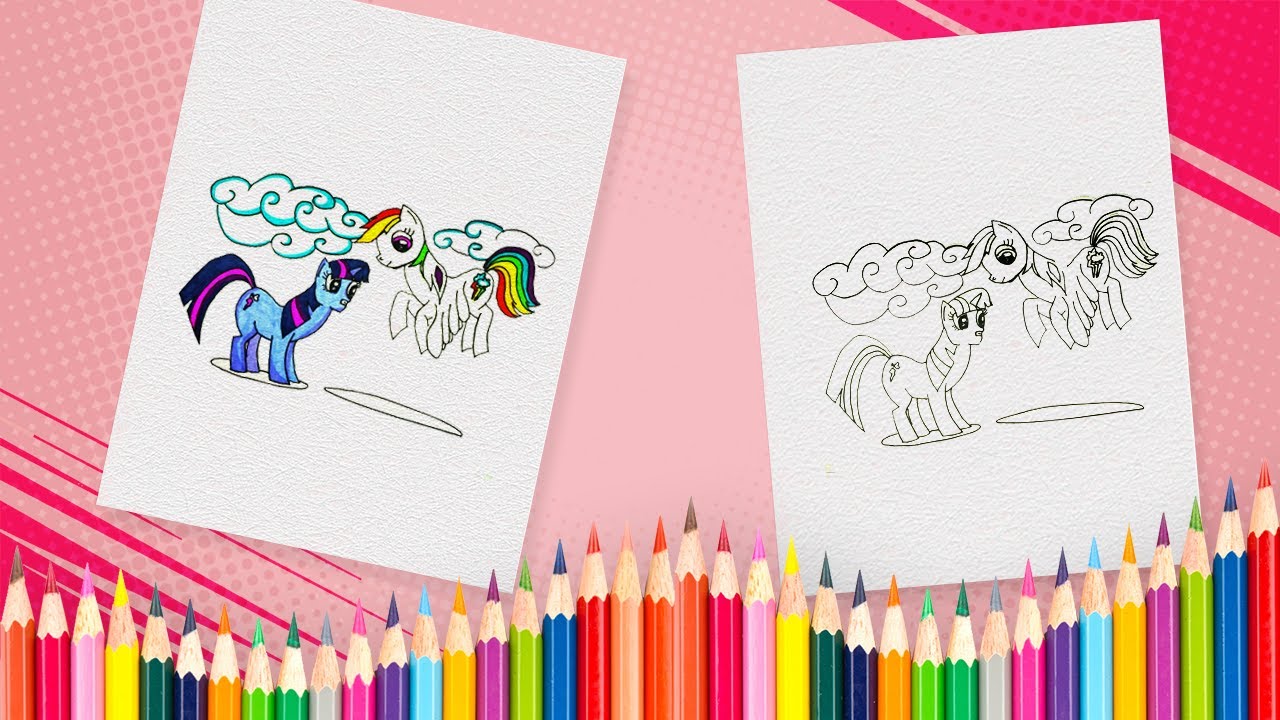 How to Draw Twilight Sparkle & Rainbow Dash My Little Pony Coloring Book Pages for Kids and Children