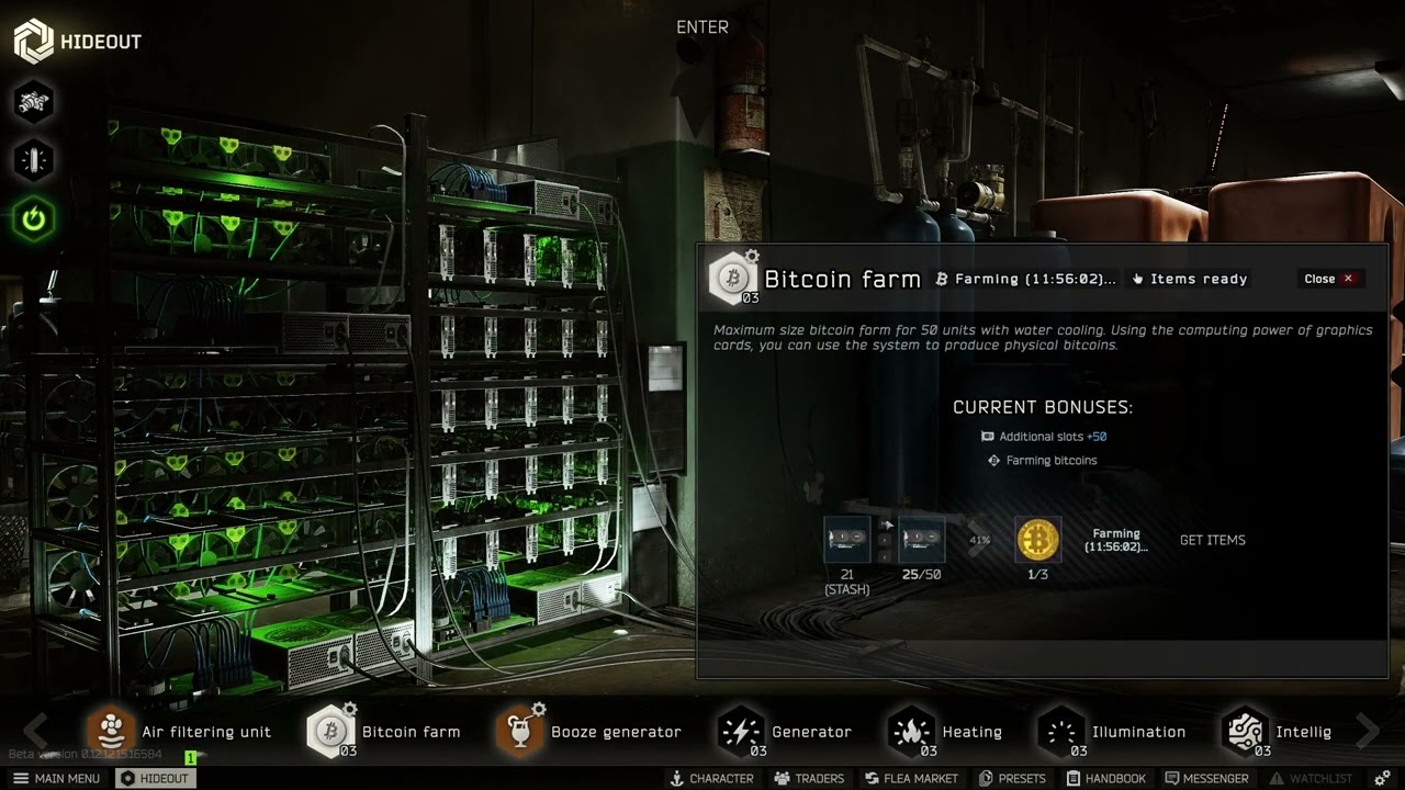 Installing Bitcoin Farm Lvl 3 in Tarkov 12.12