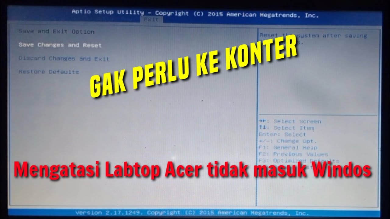 Cara Mengatasi Labtop Acer Tidak Bisa masuk Windos,Tapi Masuk Bios