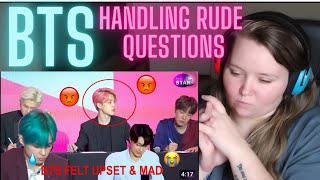 FIRST Reaction to BTS HANDLING RUDE QUESTIONS 😡