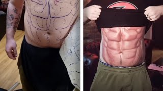 Tattoo Artist Gives Customer Dream Body With Six Pack Tattoo