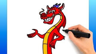 How To Draw Mushu Dragon From Mulan (Easy Drawing Tutorial)