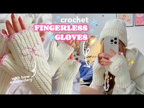 Crochet fingerless gloves / beginner friendly tutorial 🎀✨ - YouTube