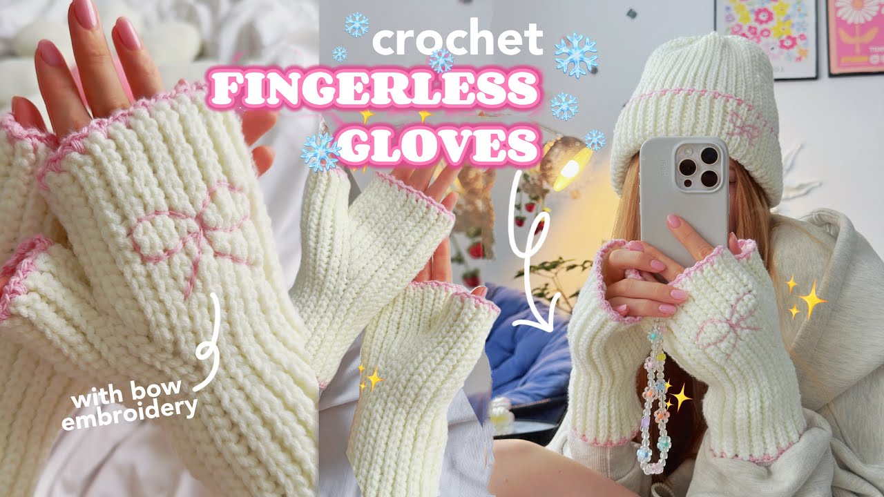 Crochet fingerless gloves / beginner friendly tutorial 🎀 - YouTube