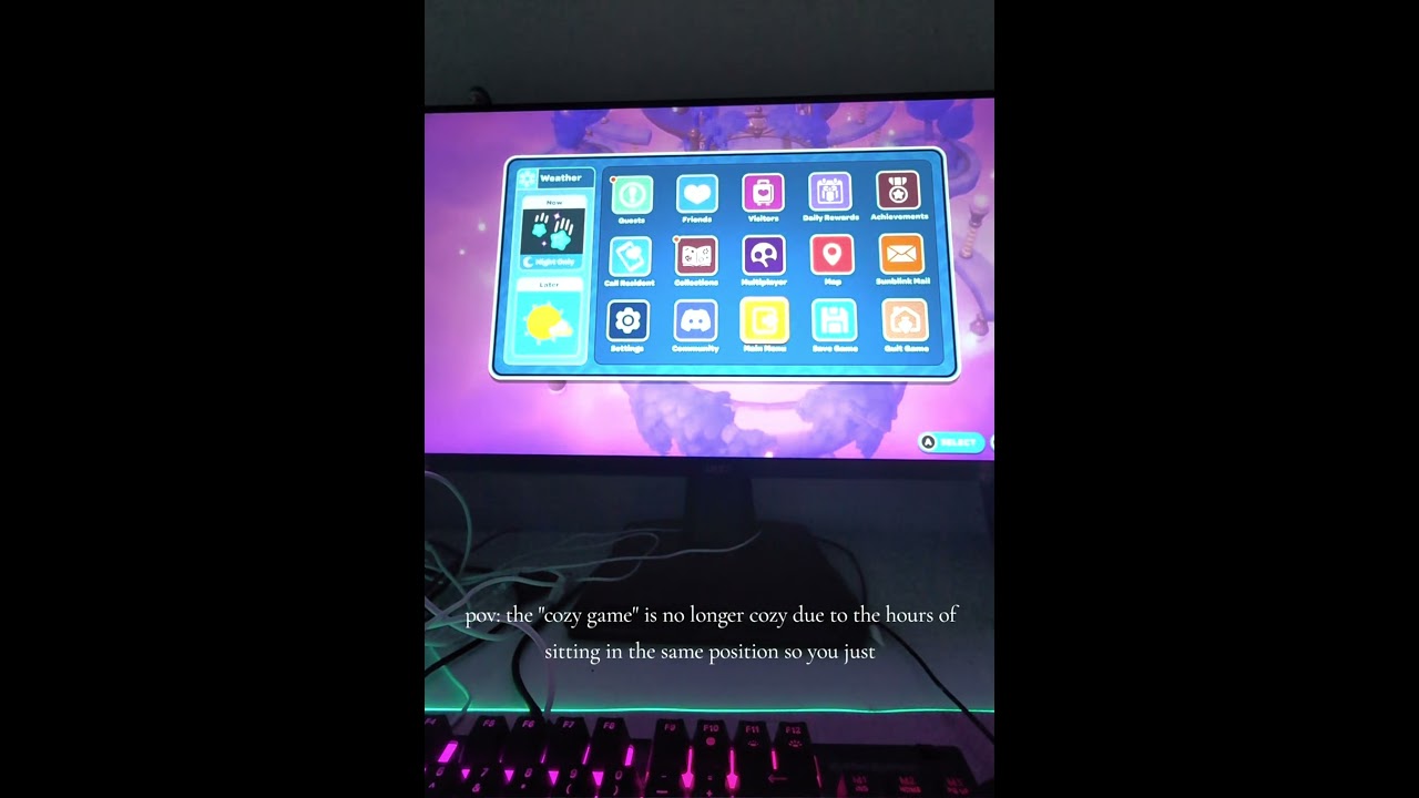 POV: hours of cozy gaming isn't super cozy 🩷🤣 