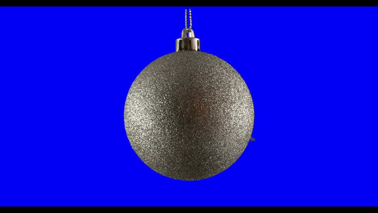 Silver Christmas ball isolated on blue screen background, rotating loop