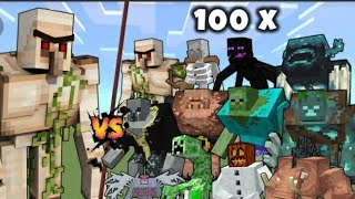 iron golem vs all mobs fight in minecraft 🥵🥵 (big fight in minecraft)