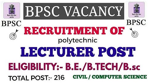 BPSC RECRUITMENT OF POLYTECHNIC LECTURER POST 2020
