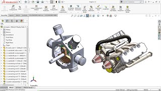 Solidworks Engine V6 & Radial Engine Animation