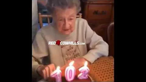 102 Year Old Woman Blows Out Birthday candles with her Dentures 640x360