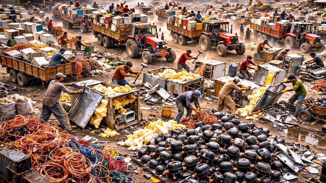 How Incredible Huge Refrigerators Scrap Recycling in Largest Way in South Asian Countries 