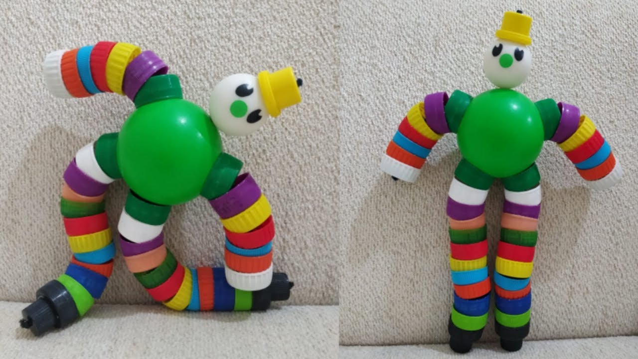 BONECO DE TAMPINHAS DE GARRAFA PET