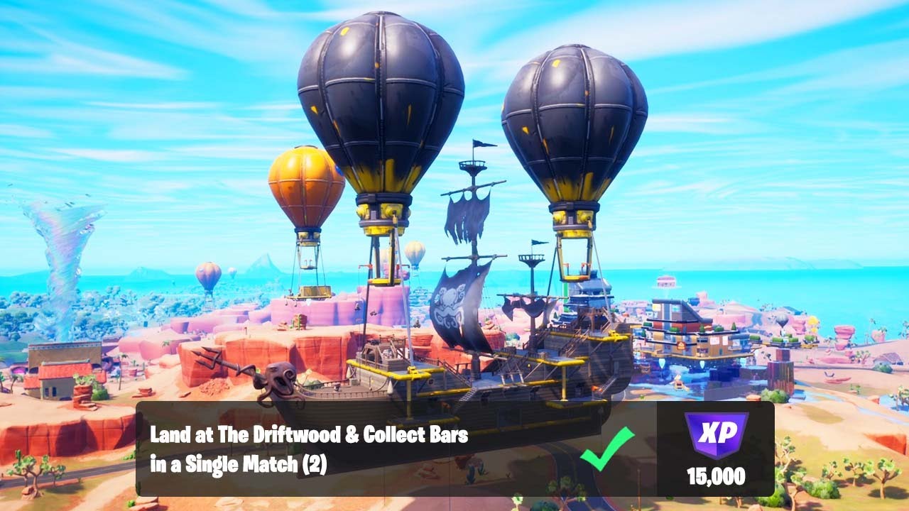 Land at The Driftwood and Collect Bars in a Single Match Fortnite