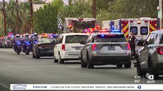 Law enforcement procession escorts body of fallen Nevada Highway Patrol trooper