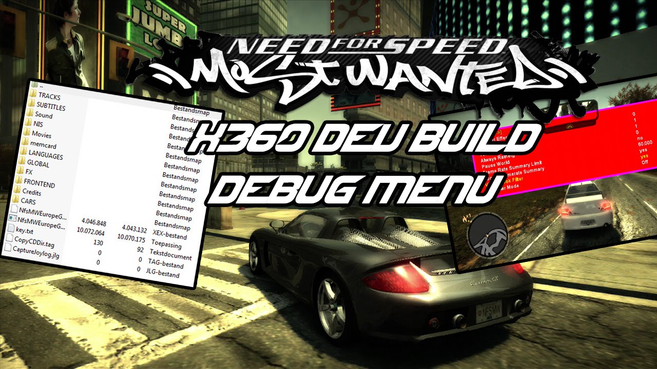 nfs most wanted demo debug car customize