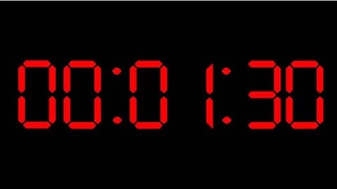 1 Minute 30 Second Countdown Timer w/ Alarm - Digital Clock - Red and Black - Retro Westclox - 1:30