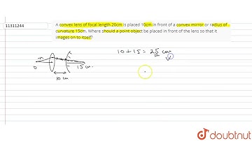 A convex lens of focal length 20cm is placed 10cm in front of a convex mirror or radius of