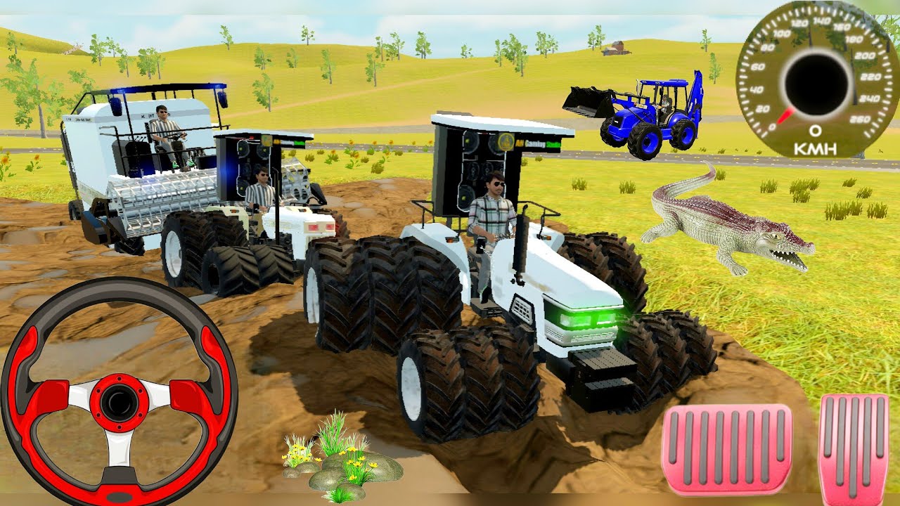 Impossible Mud Road Tractor Driving 🚜🔥 Full Control Gameplay || harwestar stuck in the mud Rescue 