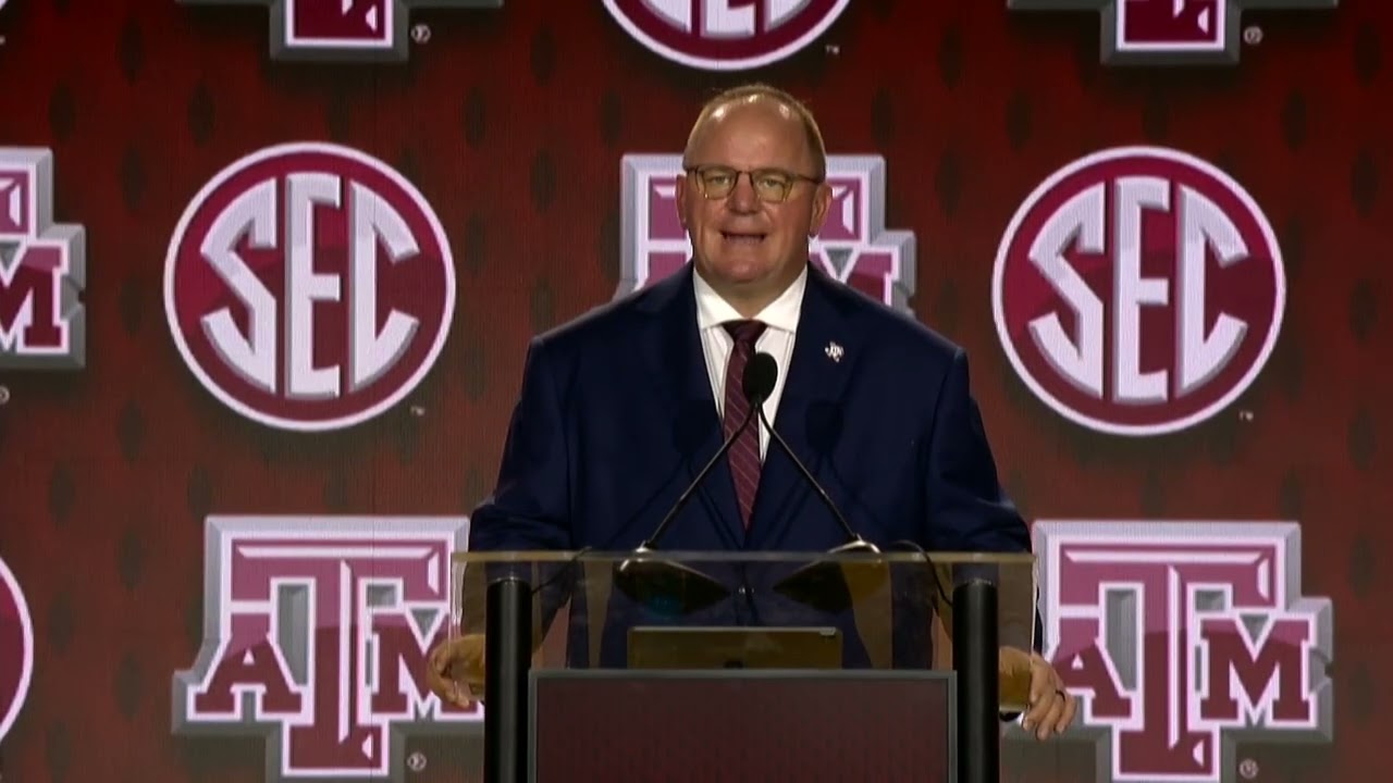 Mike Elko Texas A&M SEC Media Days Main Media Room