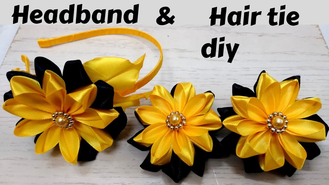 D.I.Y. How to make ribbon flower headband hair tie YouTube