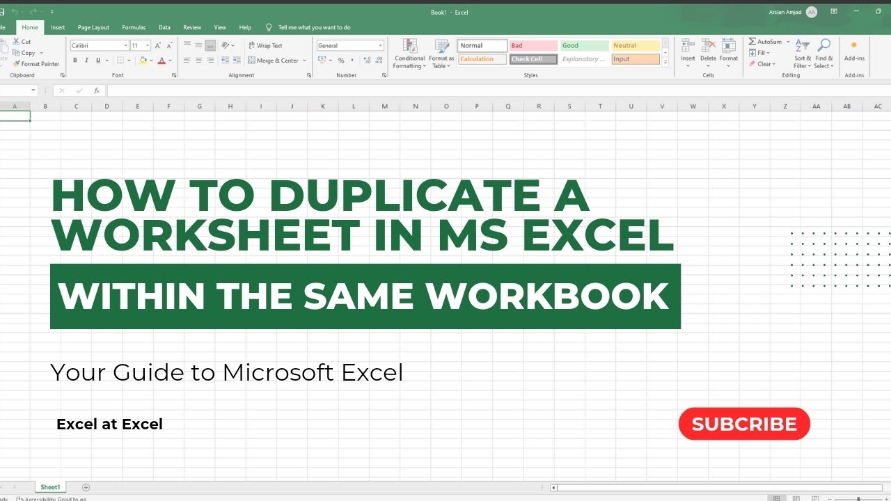 How to Duplicate a Worksheet Within the Same Workbook| Excel for ...