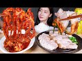 통통한 매콤낙지볶음 & 수육 보쌈 & 포기김치 먹방 ASMR MUKBANG | Spicy Stir-fried Ocoputs & Boiled Pork & Kimchi 🇰🇷 タコ炒め